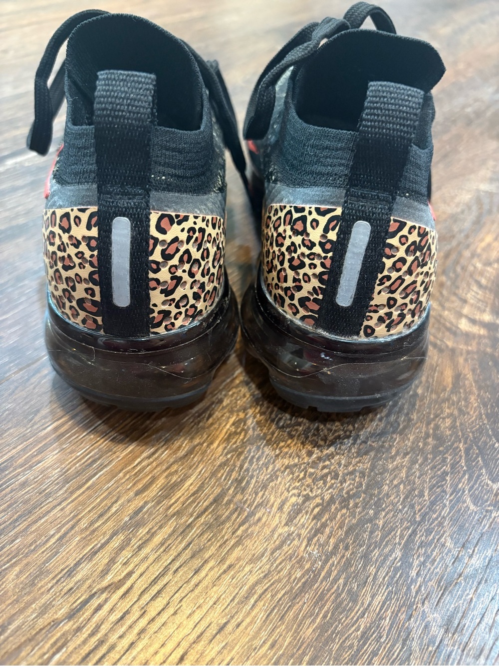 Nike Black & Red Vapormax with Leopard Heel Accent - Picture 3 of 11